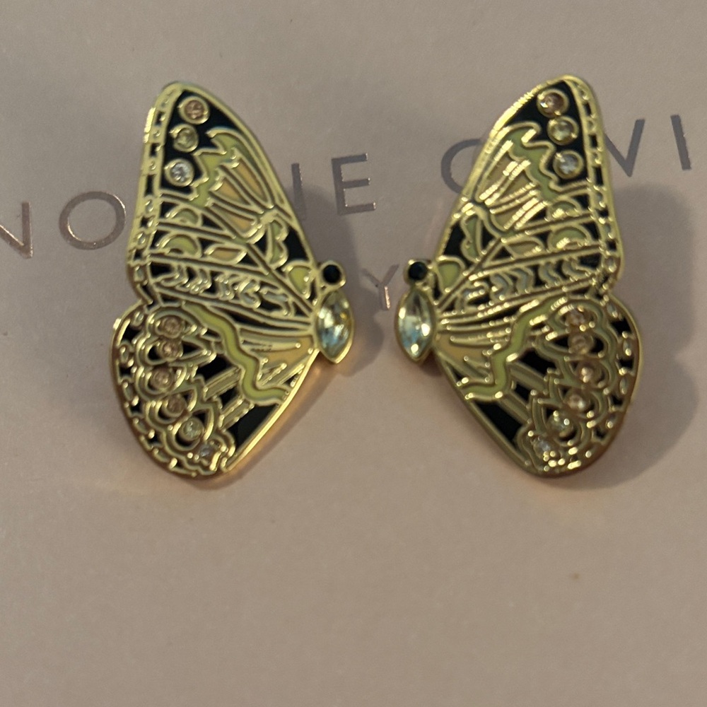 Mignonne Gavigan Gold and Black Butterfly Earrings